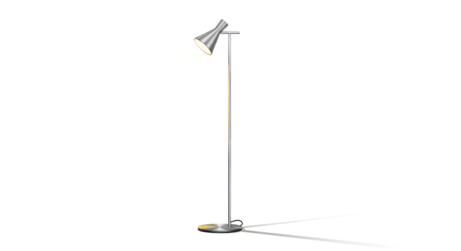 Modern floor lamp illustration with adjustable head and transparent background