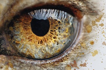 Eye painted in yellow and brown watercolors