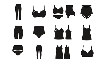 Seamless Maternity Icons. Seamless Maternity. Solid icon set of Seamless Maternity: maternity leggings, nursing bra, maternity panties, belly band, maternity