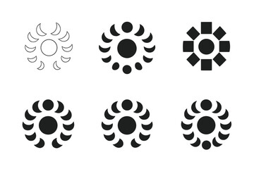 Fototapeta premium Moon Phase Logos. Moon phases. Icon set. Set Logo of moon phases: eight-phase arc around a central circle. harmonious logo variations of the same emblematic