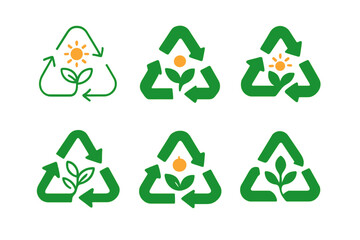 Obraz premium Biomass Energy Icons. alternative energy sources from biological processes. Icon set. Set Logo of alternative energy sources from biological processes: biomass