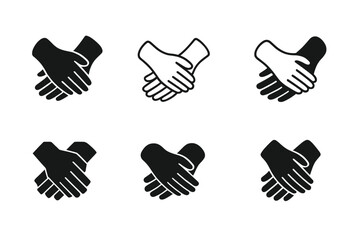 Warm Hug Logos. Warm hug. Icon set. Set Logo of Warm Hug: stylized heart formed by intertwined arms. harmonious logo variations of the same emblematic concept,