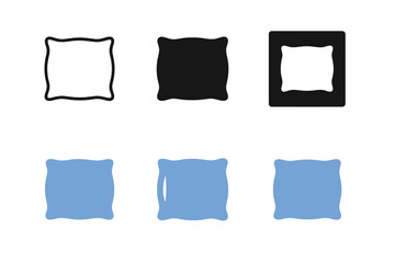 Pillow Logo Variations. Extra pillow. Icon set. Set Logo of extra pillow: cozy bed pillow with subtle texture. harmonious logo variations of the same