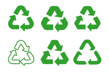 Obraz premium Eco-Friendly Logo Set. Green label design with eco vibes trend. Icon set. Set Logo of green label design with eco vibes trend: recycling arrows. harmonious