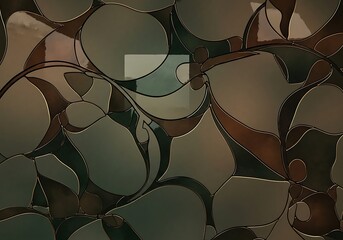 Iridescent Abstract Design with Intertwined Geometric Forms and Lines