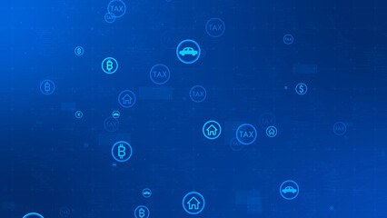 tax concept with visual icon on blue background