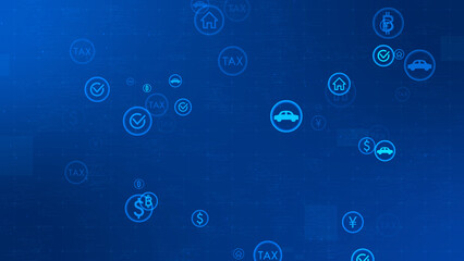 tax background concept on blue background