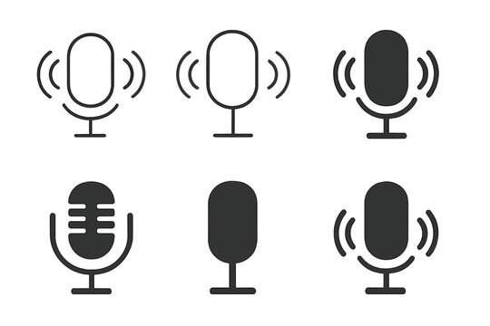 Singer Audition Icons. Auditions and casting calls for singers. Icon set. Set Logo of Jury Panel: Judges listening. Negative space, Minimal outline,
