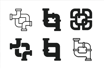 Fototapeta premium Pipeline Logo Variations. pipeline. Icon set. Set Logo of pipeline: factory pipeline system. harmonious logo variations of the same emblematic concept, each