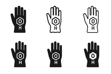 Obraz premium Rubber Gloves Icons. Rubber Gloves. Icon set. Set Logo of Rubber Gloves: Glove on hand. harmonious logo variations of the same emblematic concept (Flat solid,