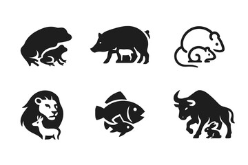 Obraz premium Invasive Species Emblems. Invasive species. Icon set. Set Logo of invasive species: silhouette of invasive animal dominating native form. harmonious logo
