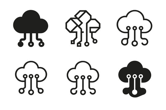 Data Science Logos. Data science. Icon set. Set Logo of data science: clustering scatter plot with centroid. harmonious logo variations of the same emblematic