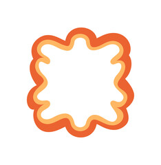 Groovy retro rectangle frame with scallop border and wavy doodle shape. Playful y2k graphic background in orange, stylish abstract art for trendy creative use.