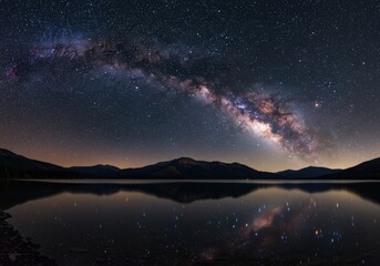 Milky Way's Cosmic Glow Reflected in a Serene Mountain Lake