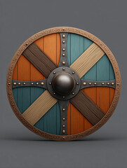 Colorful Viking Shield with Intricate Patterns