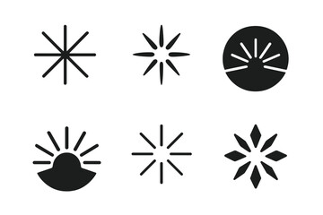 Obraz premium Glint Logo Variations. Glint. Icon set. Set Logo of Glint: Shimmering star. harmonious logo variations of the same emblematic concept, each with different