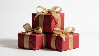 Obraz premium Christmas gift boxes stacked minimalist studio setting holiday decor