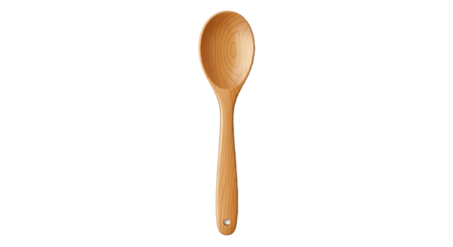Wooden spoon isolated on transparent background for cooking or culinary use