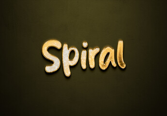 Old gold text effect of word Spiral with 3D glossy style Mockup.