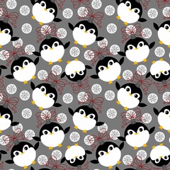 Christmas animals seamless penguin pattern for wrapping paper and fabrics and kids print