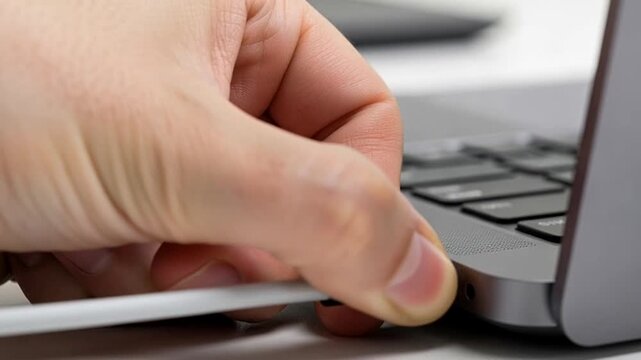 Connecting USB Cable to Laptop Port for Data Transfer.