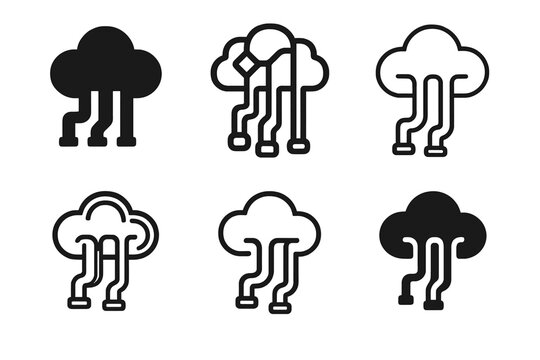 Data Science Logos. Data science. Icon set. Set Logo of data science: clustering scatter plot with centroid. harmonious logo variations of the same emblematic