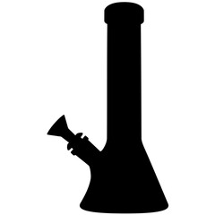 cannabis bong, glass marijuana bong cannabis pipe realistic silhouette