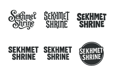 Obraz premium Sekhmet Lettering Variations. Sekhmet Goddess. Set lettering. harmonious lettering variations of the same emblematic concept, each with different artistic