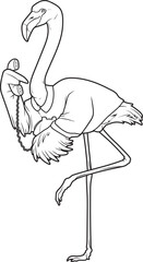 Flamingo Secretary Telephone Office Animal Vector Graphic Art Illustration