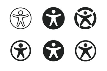 Inclusive Design Logos. Inclusive and accessible design. Icon set. Set Logo of inclusive and accessible design: universal accessibility symbol. harmonious logo