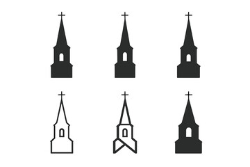 Obraz premium Christian Church Architecture Icons. The development of Christian church architecture. Icon set. Set Logo of The development of Christian church architecture: