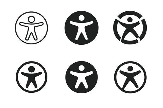 Inclusive Design Logos. Inclusive and accessible design. Icon set. Set Logo of inclusive and accessible design: universal accessibility symbol. harmonious logo