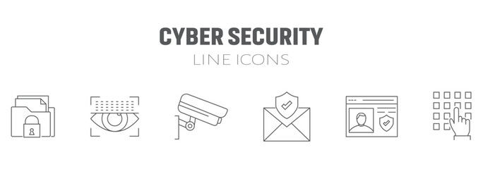 Understanding cyber security hacker attack and data protection with cloud security concept icon set editable stock vector illustration