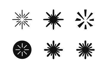 Burst Logo Variations. Burst. Icon set. Set Logo of Burst: dynamic radial explosion effect. harmonious logo variations of the same emblematic concept, each