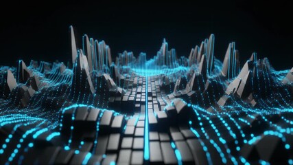 Digital music equalizer with seamless animated bars pulsing to rhythm creating vibrant sound visualization, audio energy flow, and dynamic modern abstract digital music design - Powered by Adobe