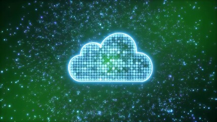 Luminous digital cloud icon symbolizing global network connection, cybersecurity, and big data processing - Powered by Adobe
