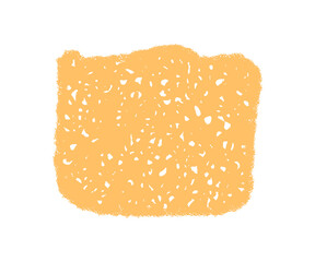 Handdrawn crayon patch creates a fluid rectangle with squiggle and rough sketch effect. Blank text box stands as playful icon, organic scribble background gives unique and creative visual style.