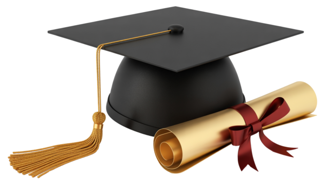 Celebrate graduation success with this academic cap and diploma scroll honoring achievements and new beginnings