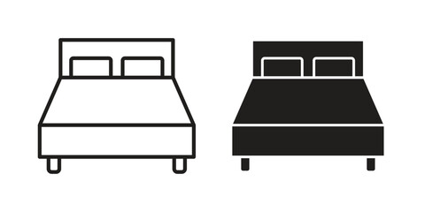 Bed icon flat simple icon. Liner version - stock vector.