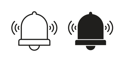 Bell ring icon flat simple icon. Liner version - stock vector.
