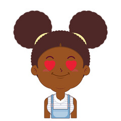 African American girl love face cartoon cute