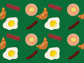 seamless pattern with breakfast food