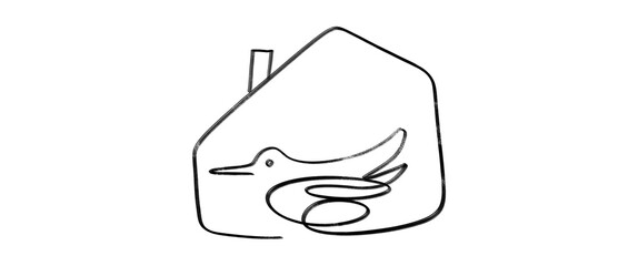 Art illustration of a bird on home house real estate
