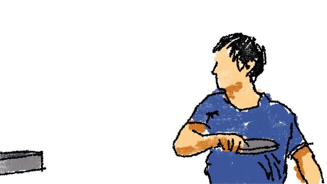 Animation of a table tennis player in action.