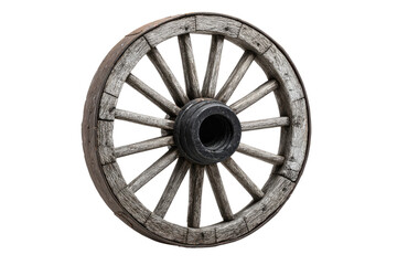 Aged wooden wagon wheel