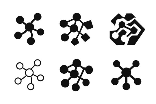 Data Science Logos. Data science. Icon set. Set Logo of data science: clustering scatter plot with centroid. harmonious logo variations of the same emblematic