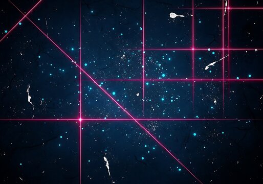 Neon lattice overlay with starfield dust texture abstract background
