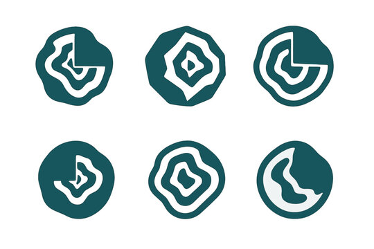 Geoid Logo Variations. Geoid. Icon set. Set Logo of geoid: contour lines forming Earth?s gravitational field. harmonious logo variations of the same emblematic