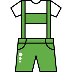 Green Lederhosen Outfit With White T Shirt And Suspenders Isolated On White Background Simple Illustration