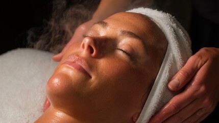 Relaxing Facial Treatment with Warm Steam and Gentle Massage